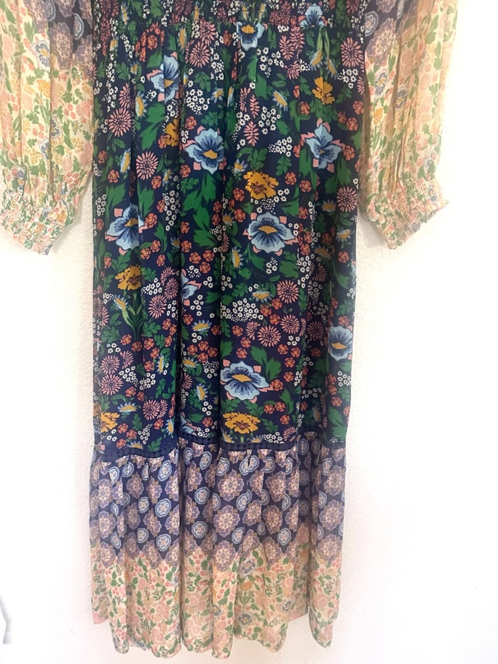 Maeve Anthropologie Ondine Floral Tiered Maxi Dress - Blue Multicolor - Picture 7 of 14